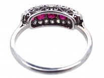 Edwardian 18ct White Gold & Platinum Five Stone Ruby & Diamond Ring
