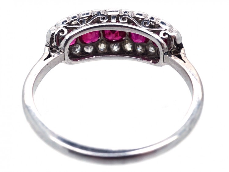 Edwardian 18ct White Gold & Platinum Five Stone Ruby & Diamond Ring