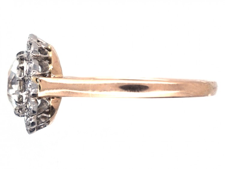 Edwardian 18ct Gold, Platinum & Diamond Daisy Cluster Ring