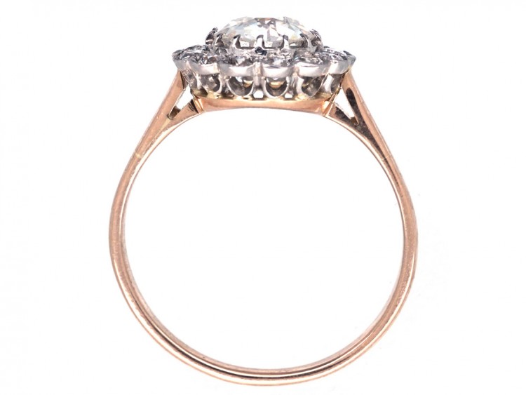 Edwardian 18ct Gold, Platinum & Diamond Daisy Cluster Ring