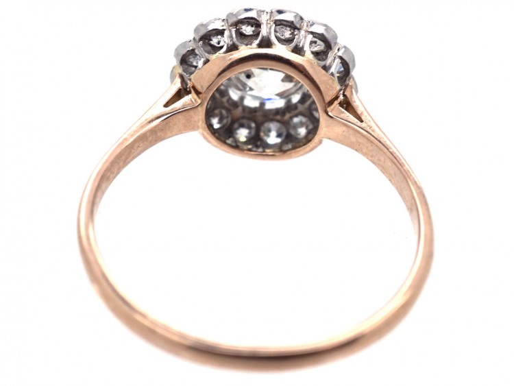 Edwardian 18ct Gold, Platinum & Diamond Daisy Cluster Ring