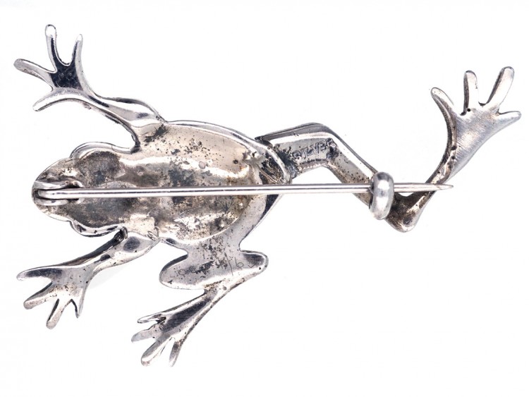 Silver & Paste Lively Frog Brooch
