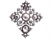 French Early 19th Century Silver & Foiled Paste Cross