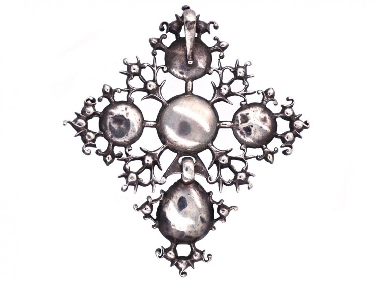 French Early 19th Century Silver & Foiled Paste Cross