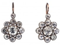 Georgian Silver & Gold Paste Cluster Earrings