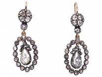 Georgian Rose Diamond Drop Earrings