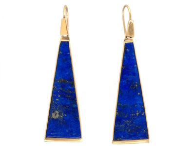 18ct Gold & Lapis Triangle Earrings