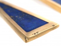 18ct Gold & Lapis Triangle Earrings