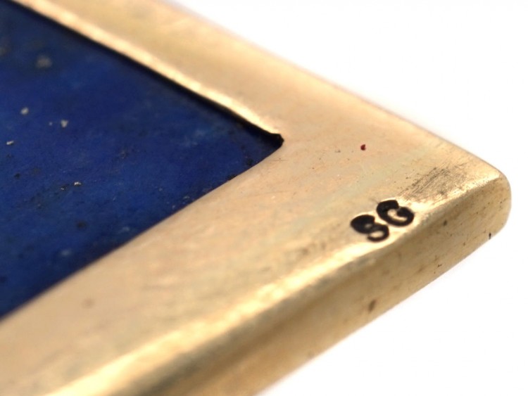18ct Gold & Lapis Triangle Earrings