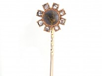 American Goldstone & Rose Diamond 19th Century Tie Pin