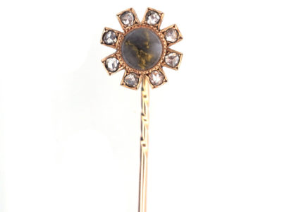American Goldstone & Rose Diamond 19th Century Tie Pin