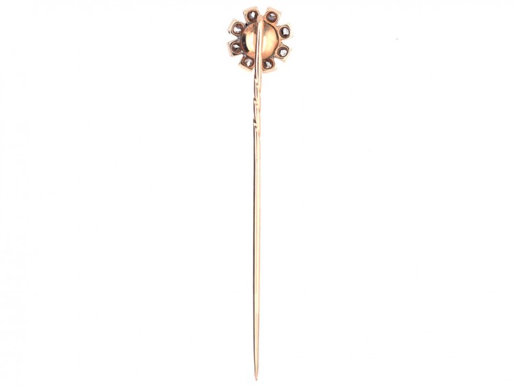 American Goldstone & Rose Diamond 19th Century Tie Pin