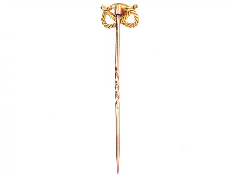 Edwardian 15ct Gold & Ruby Lover's Knot Tie Pin