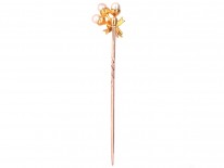 Edwardian 15ct Gold Triple Acorn & Natural Pearl Tie Pin