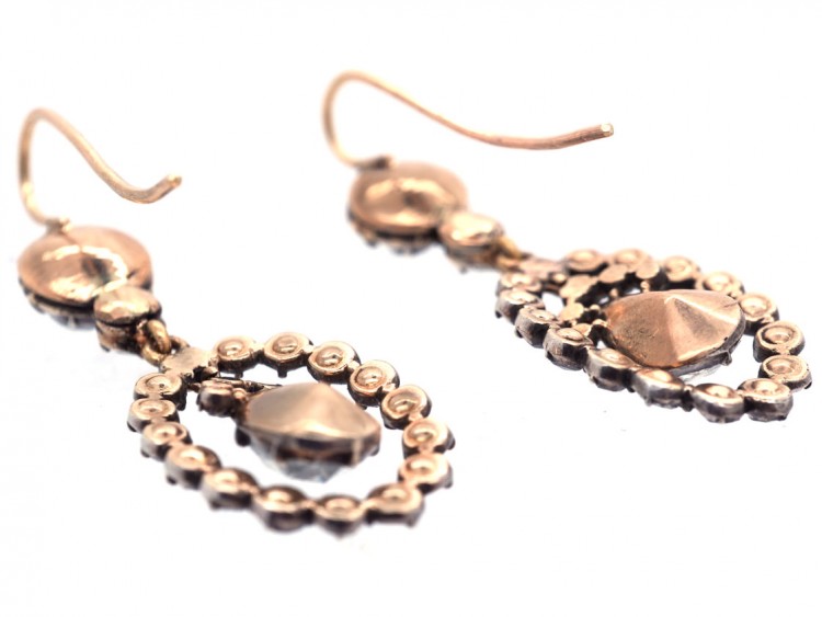 Georgian Rose Diamond Drop Earrings