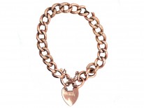 Edwardian 9ct Gold Decorated & Plain Link Curb Bracelet