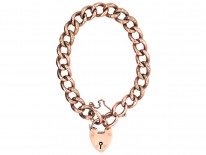 Edwardian 9ct Gold Decorated & Plain Link Curb Bracelet