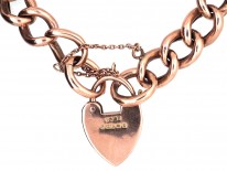 Edwardian 9ct Gold Decorated & Plain Link Curb Bracelet