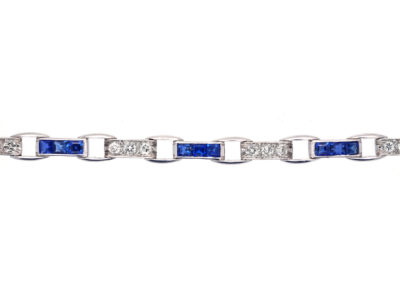 Art Deco Platinum, Sapphire & Diamond Bracelet by Waslikoff Art Deco Platinum, Sapphire & Diamond Bracelet by Waslikoff