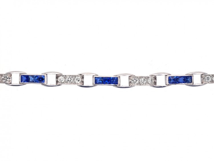 Art Deco Platinum, Sapphire & Diamond Bracelet by Waslikoff