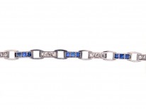 Art Deco Platinum, Sapphire & Diamond Bracelet by Waslikoff