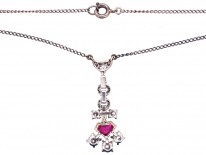 Art Deco Ruby & Diamond Pendant on Chain