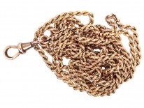 Edwardian 9ct Gold Prince of Wales Twist Long Guard Chain