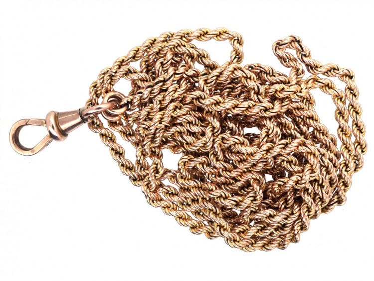 Edwardian 9ct Gold Prince of Wales Twist Long Guard Chain