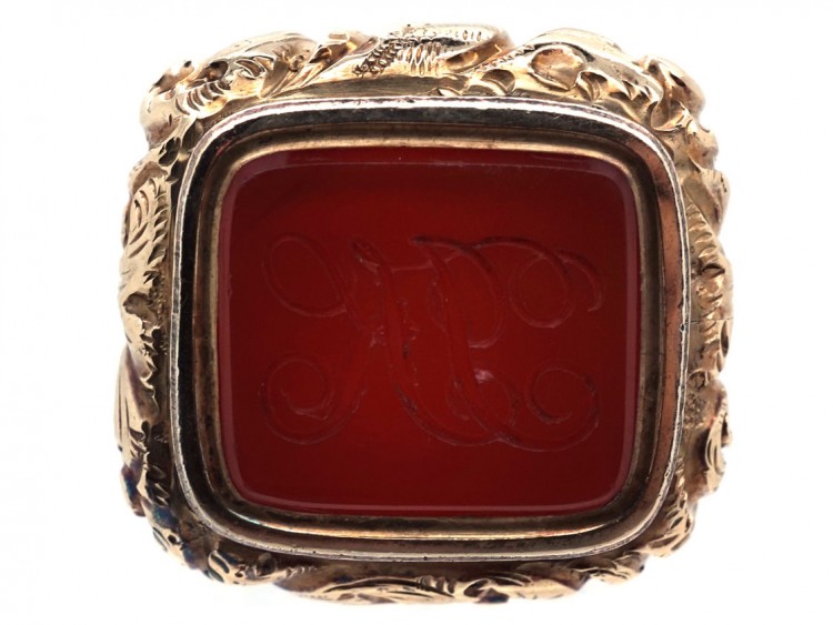 Georgian Gold Cased & Carnelian Seal with Monogram Base