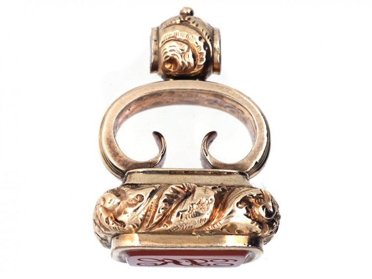 Georgian Gold Cased & Carnelian Seal with Monogram Base