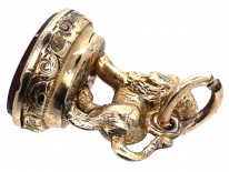 Victorian Gold Cased Lion Seal with Carnelian Base