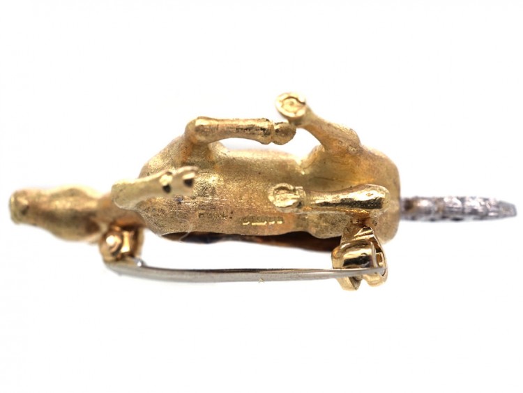 18ct Gold & Diamond Galloping Horse Brooch