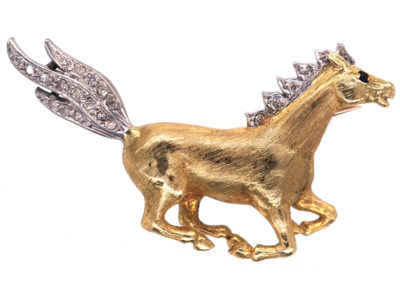 18ct Gold & Diamond Galloping Horse Brooch