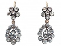 Georgian Paste Set Cluster ​& Pear Shaped Drop Earrings