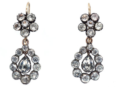 Georgian Paste Set Cluster ​& Pear Shaped Drop Earrings