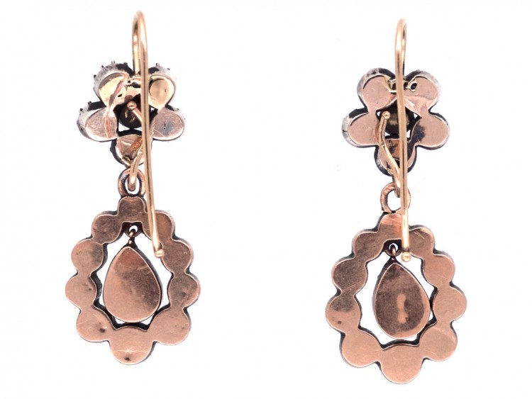 Georgian Paste Set Cluster ​& Pear Shaped Drop Earrings