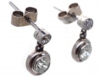 Art Deco Two Stone Diamond Drop Earrings