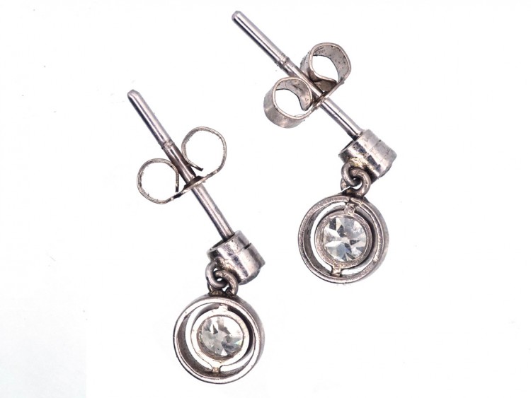 Art Deco Two Stone Diamond Drop Earrings