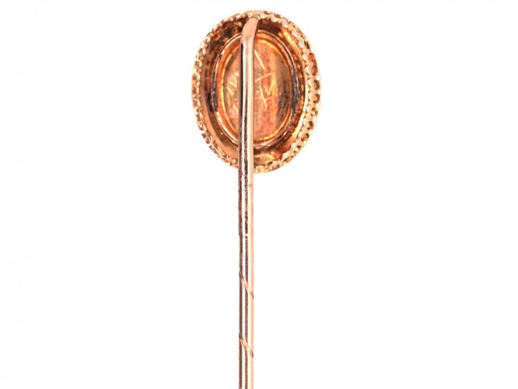 Edwardian 15ct Gold , Lapis Lazuli & Natural Split Pearls Tie Pin