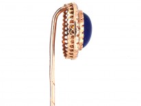 Edwardian 15ct Gold , Lapis Lazuli & Natural Split Pearls Tie Pin