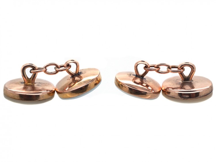 Edwardian 9ct Gold & Mother of Pearl Round Cufflinks