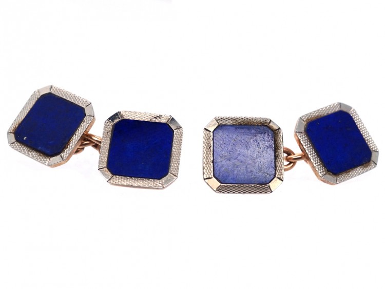 Art Deco 9ct & 18ct Gold, Lapis Lazuli Cufflinks