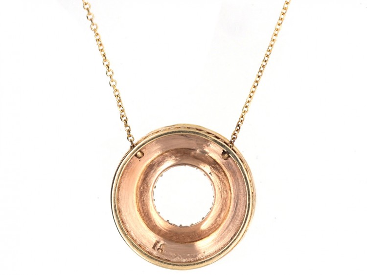 18ct Gold Lapis & Pearl Round Pendant on Chain