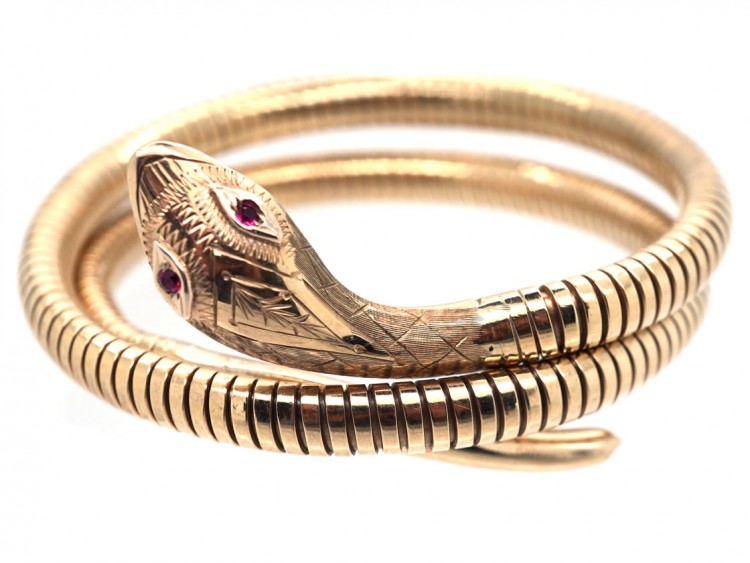 1960s 9ct Gold Coily Snake Bracelet