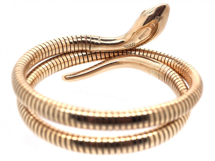 1960s 9ct Gold Coily Snake Bracelet
