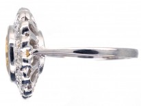 18ct White Gold Yellow Sapphire & Diamond Cluster Ring