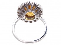 18ct White Gold Yellow Sapphire & Diamond Cluster Ring