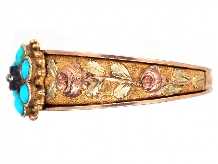 Georgian 18ct Three Colour Gold Forget Me Not Ring