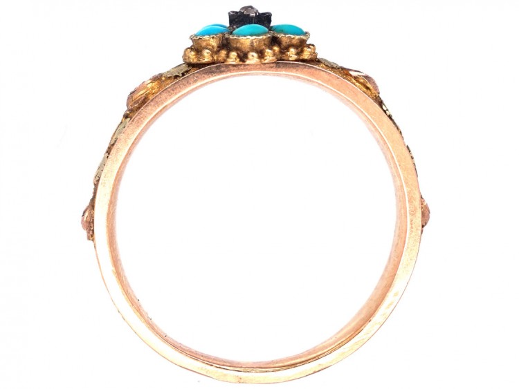 Georgian 18ct Three Colour Gold Forget Me Not Ring