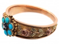Georgian 18ct Three Colour Gold Forget Me Not Ring
